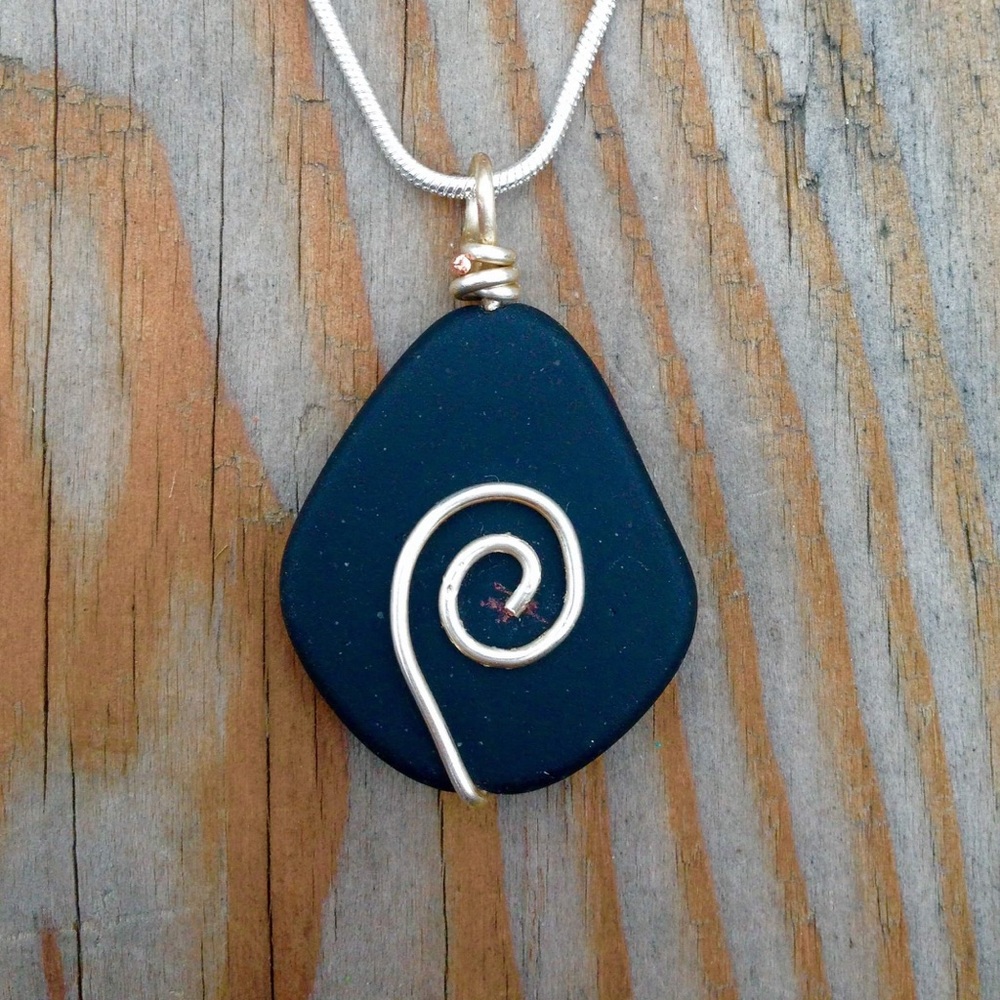 Wire Wrapped Riverstone Necklace